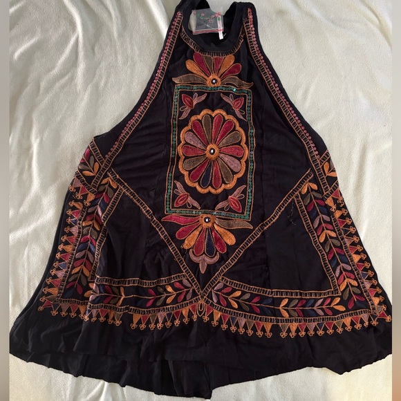 Free People Isabella Embroidered Jersey Tank SMALL - Picture 6 of 6